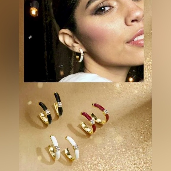 NIB Yanbal Hoop Earrings Argollas Brillo Terra - red enamel - Picture 5 of 12